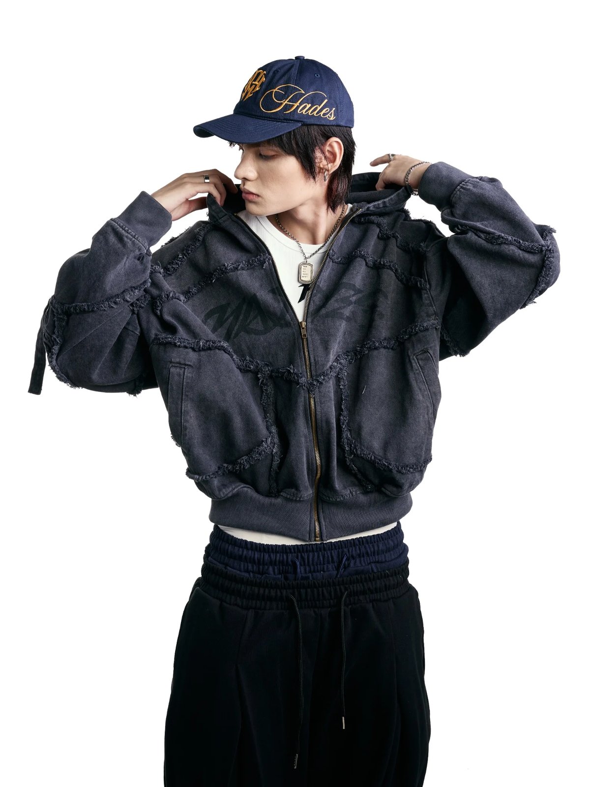 HADES Industrial Edge Zip-Up Hoodie - Grey