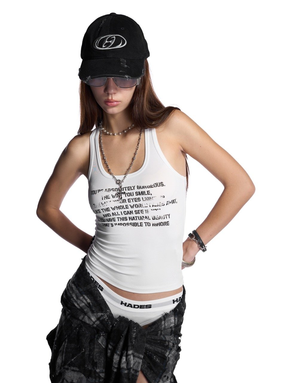HADES Whisper Racerback Typography Tank Top