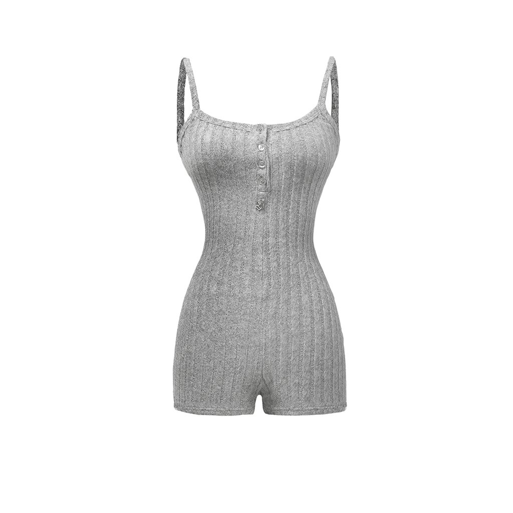 SISTERS Kate Buttoned Spaghetti Strap Knit Romper