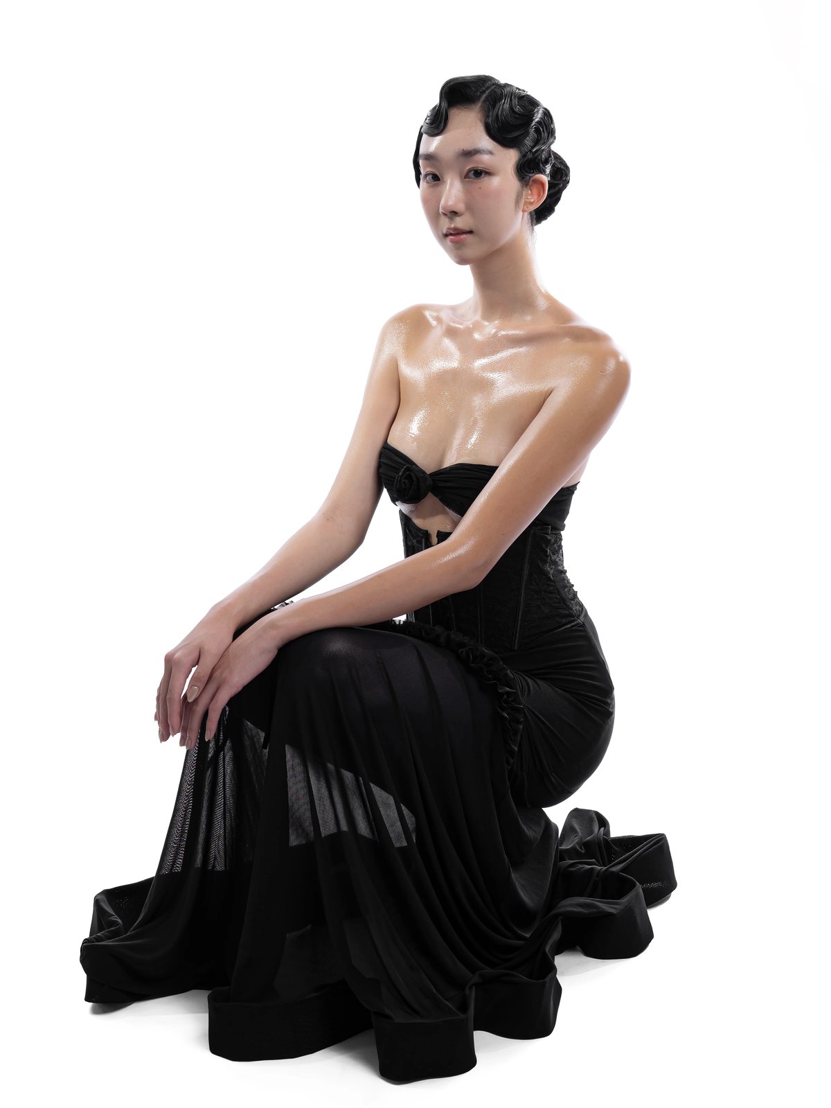 HUELLEYROSE Valentine Bandeau Dress - Black