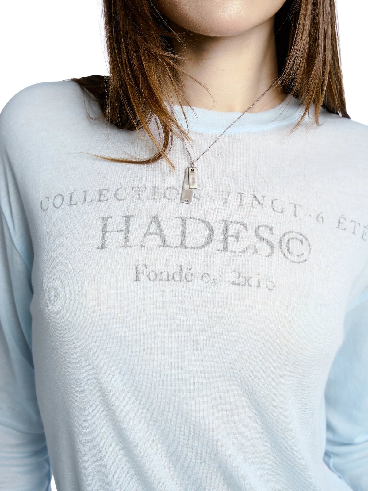 HADES Vingt-Six 長袖圖案 T-shirt - 淺藍色