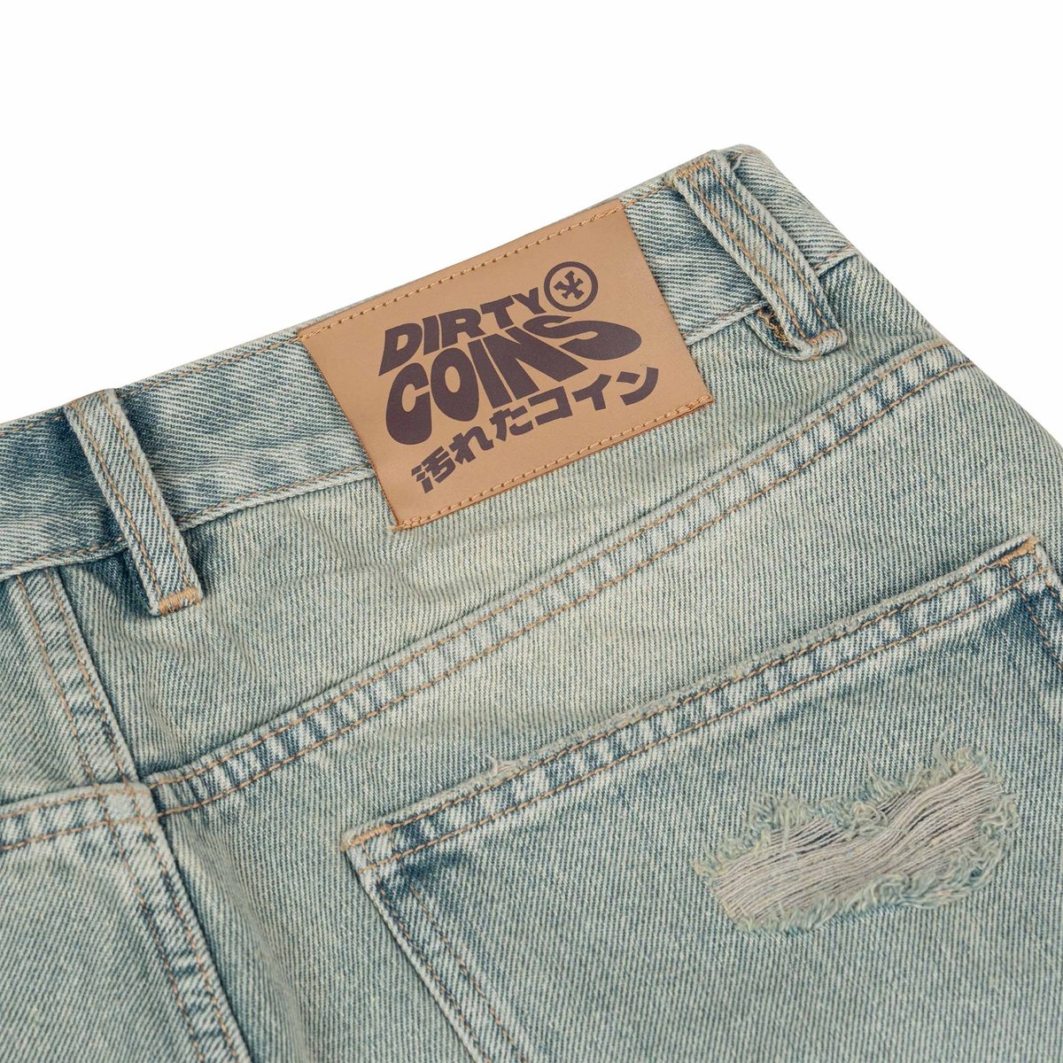 DIRTYCOINS 破洞水洗藍寬版牛仔褲 Baggy Destroy
