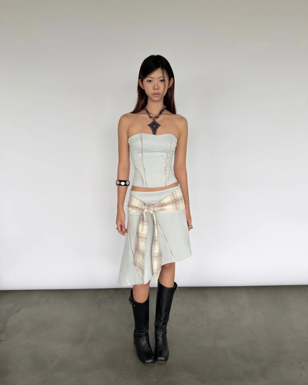 LOTTIE TOP 拼接縫線抹胸上衣