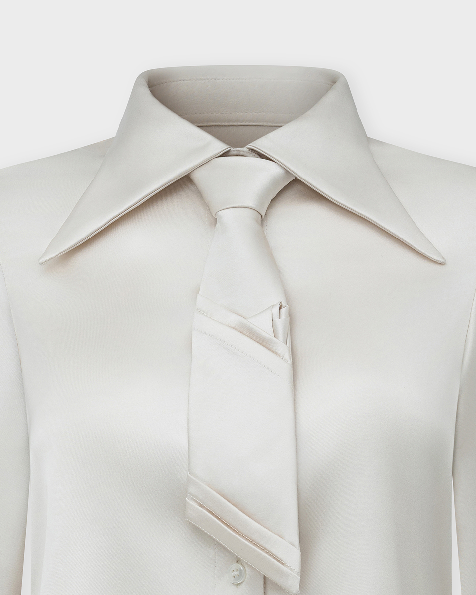 DEAR JOSÉ UPTOWN ROSE SATEEN BLOUSE - White