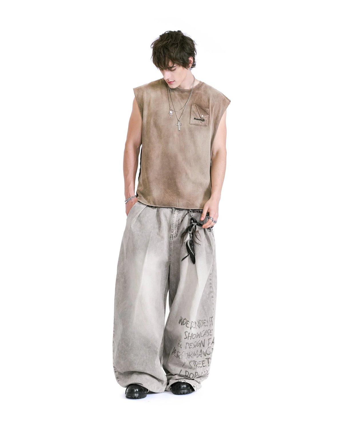 HADES Stonewash Tank Top - Brown