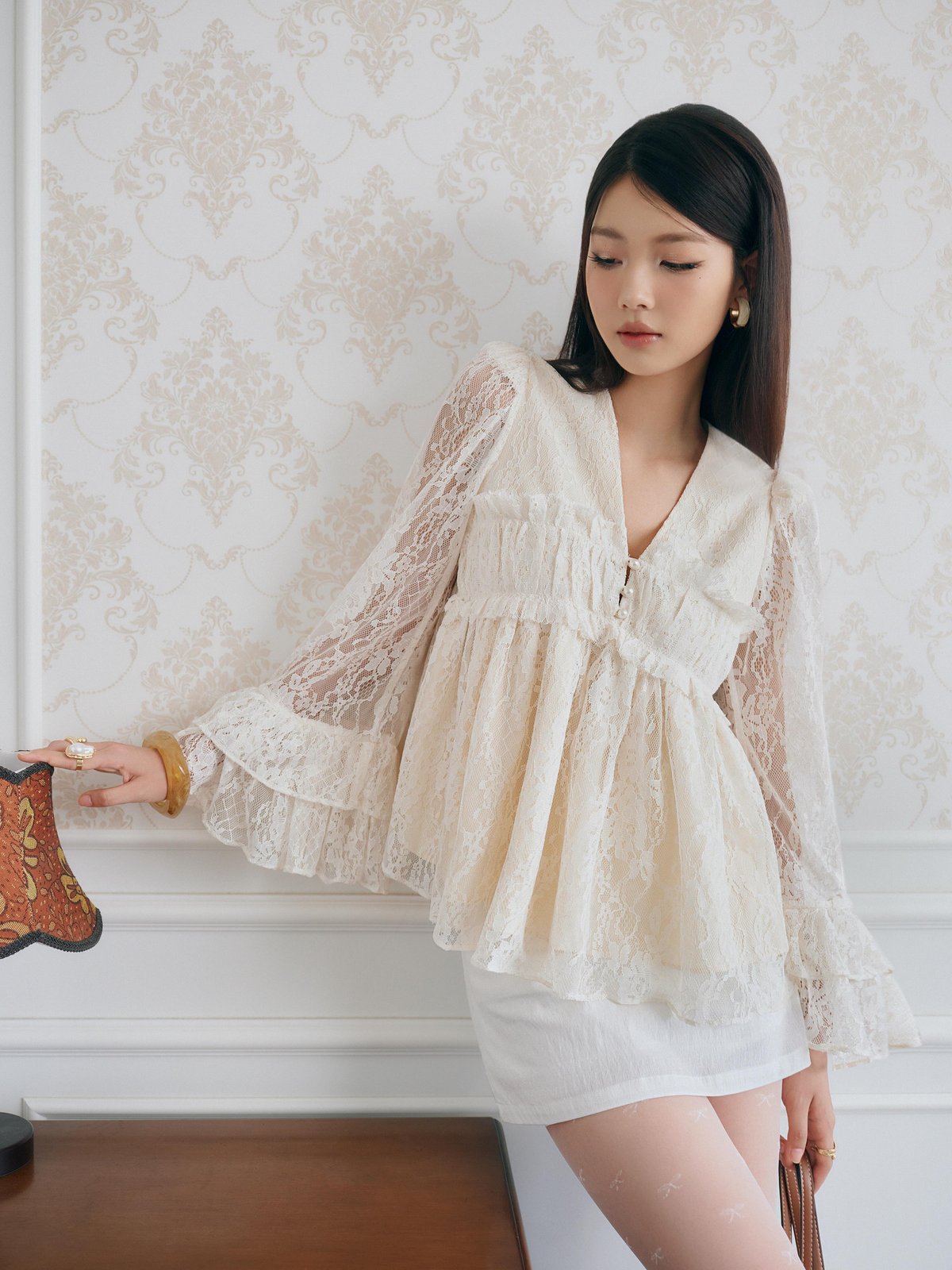 DARLING.ISM Daisy 蕾絲荷葉邊長袖上衣