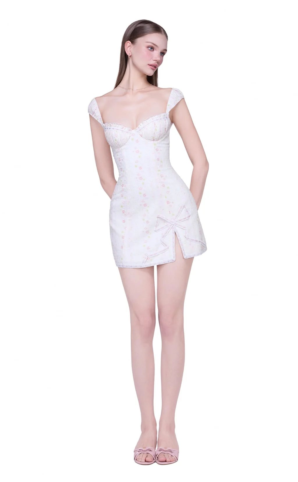 JUBIN Churchie Dress Floral Mini Dress with Lace-up Back