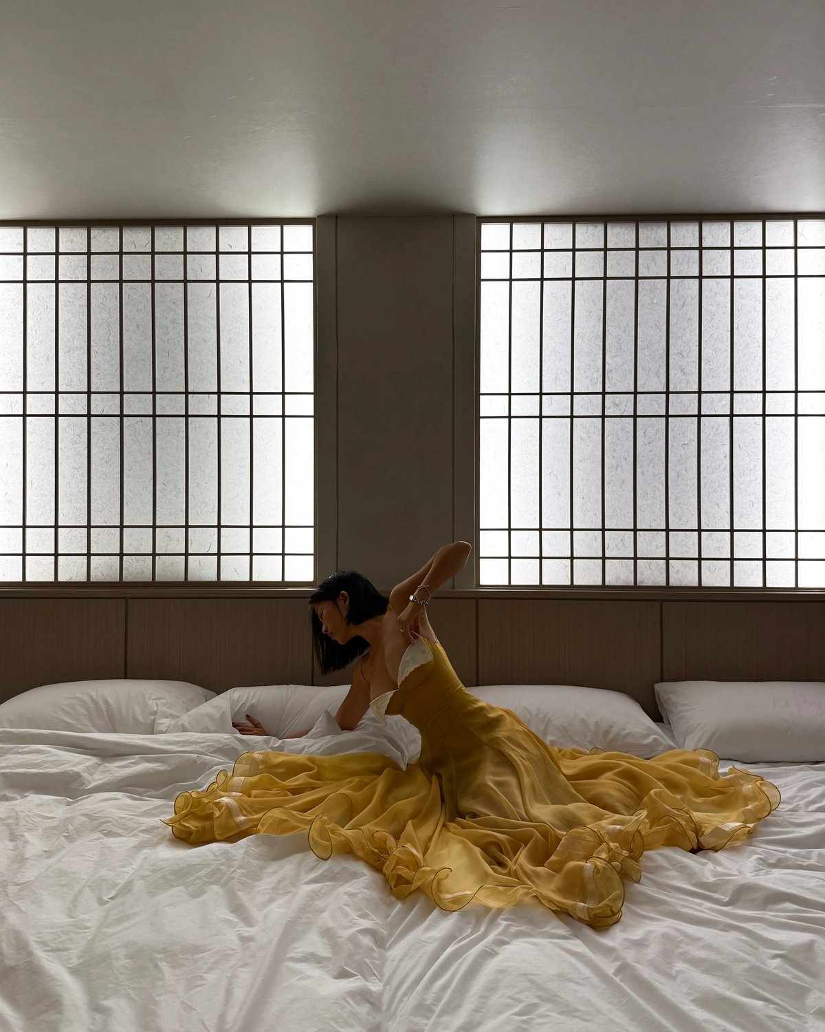 HUELLEYROSE LIANE 絲綢歐根紗長裙 - 黃色