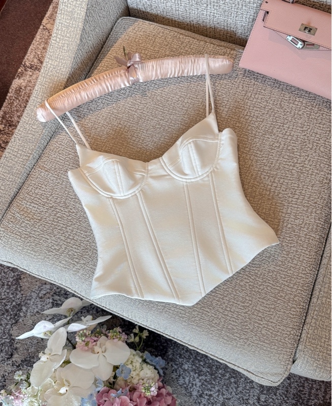 THAOBIBI Satin Spaghetti Strap Corset Top