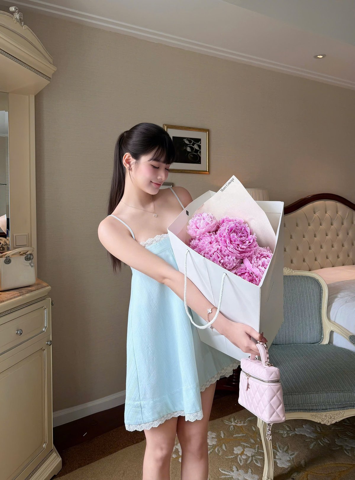 CHOU CHOU Lace Trim Camisole Dress
