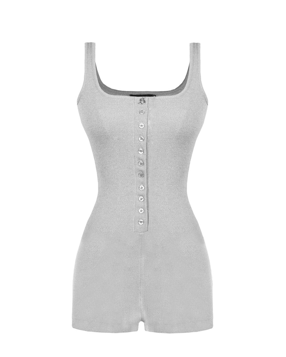 SISTERS Blanche Square Neck Sleeveless Ribbed Romper