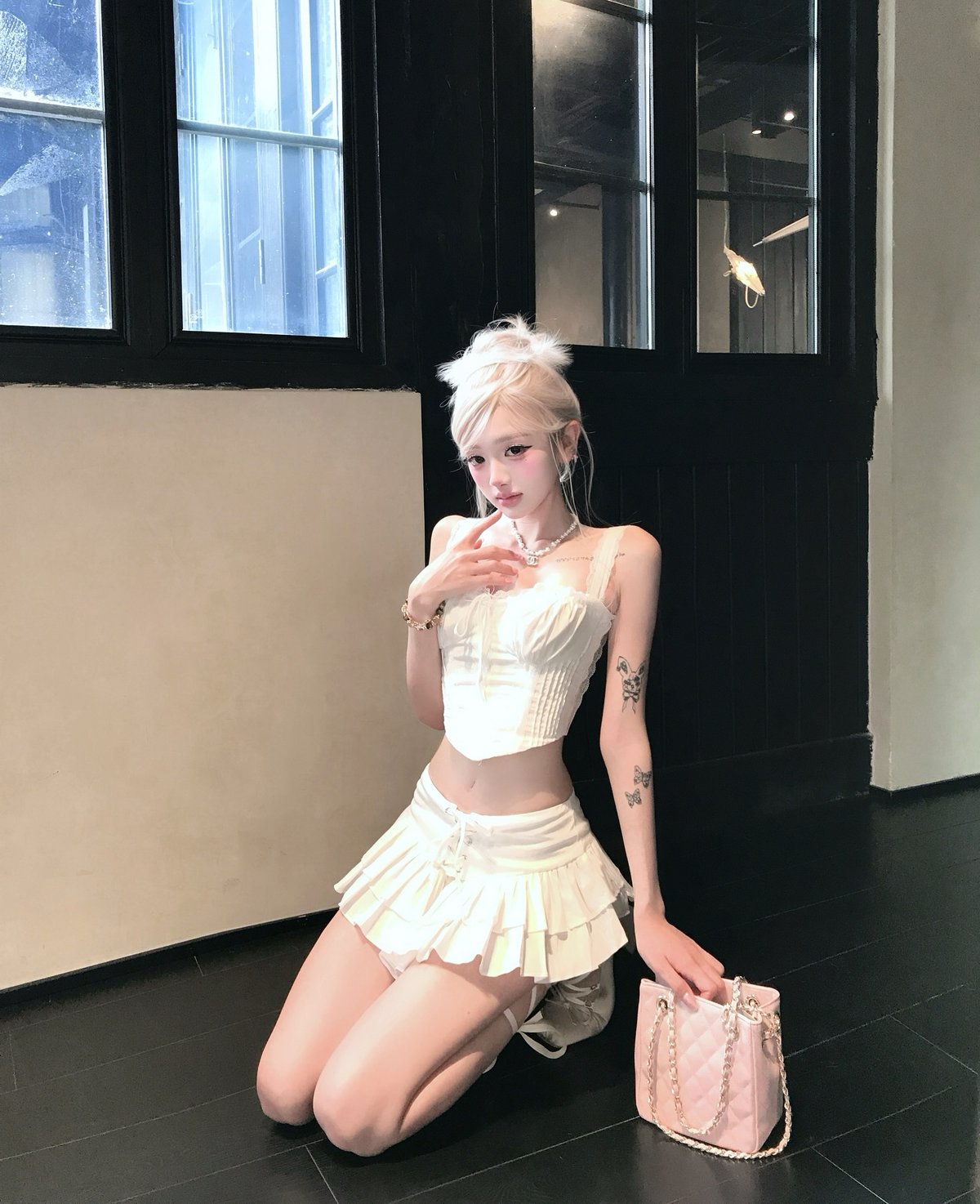 Bandarsaya Aaliyah Set 白色甜美風格兩件套