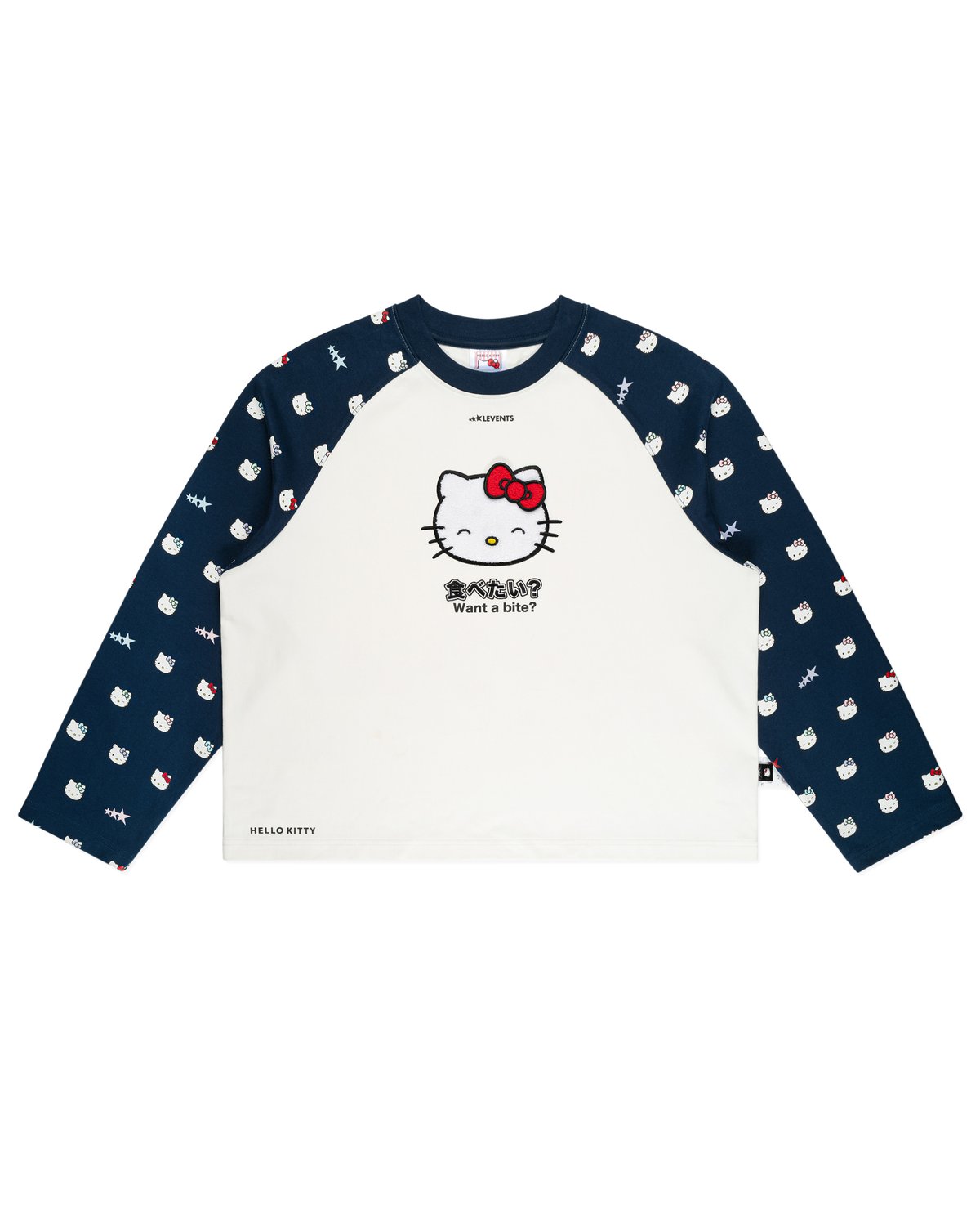 Levents® x Hello Kitty Joy Icon Heavyweight Raglan Long Sleeve Boxy Tee - Navy
