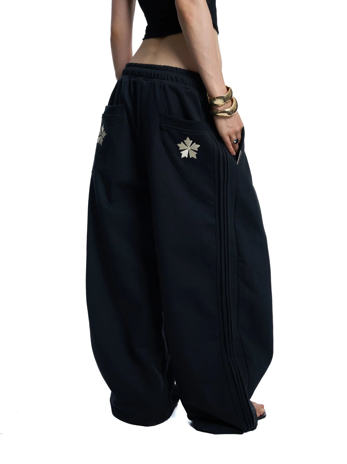 HADES Heavens Call Wide Leg Drawstring Pants - Black