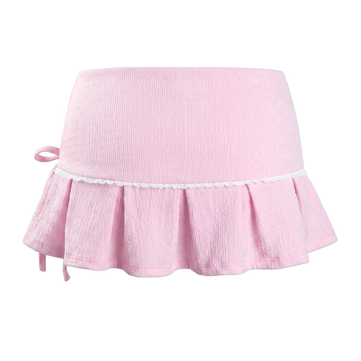 DKMV Mallorie Pink Lace Drawstring Mini Skirt with Safety Shorts