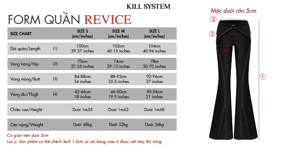 KILL SYSTEM REVICE Low Waist Flared Long Pants
