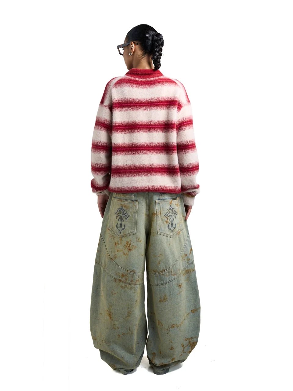 HADES Cozy Striped Polo 毛衣 - 紅色