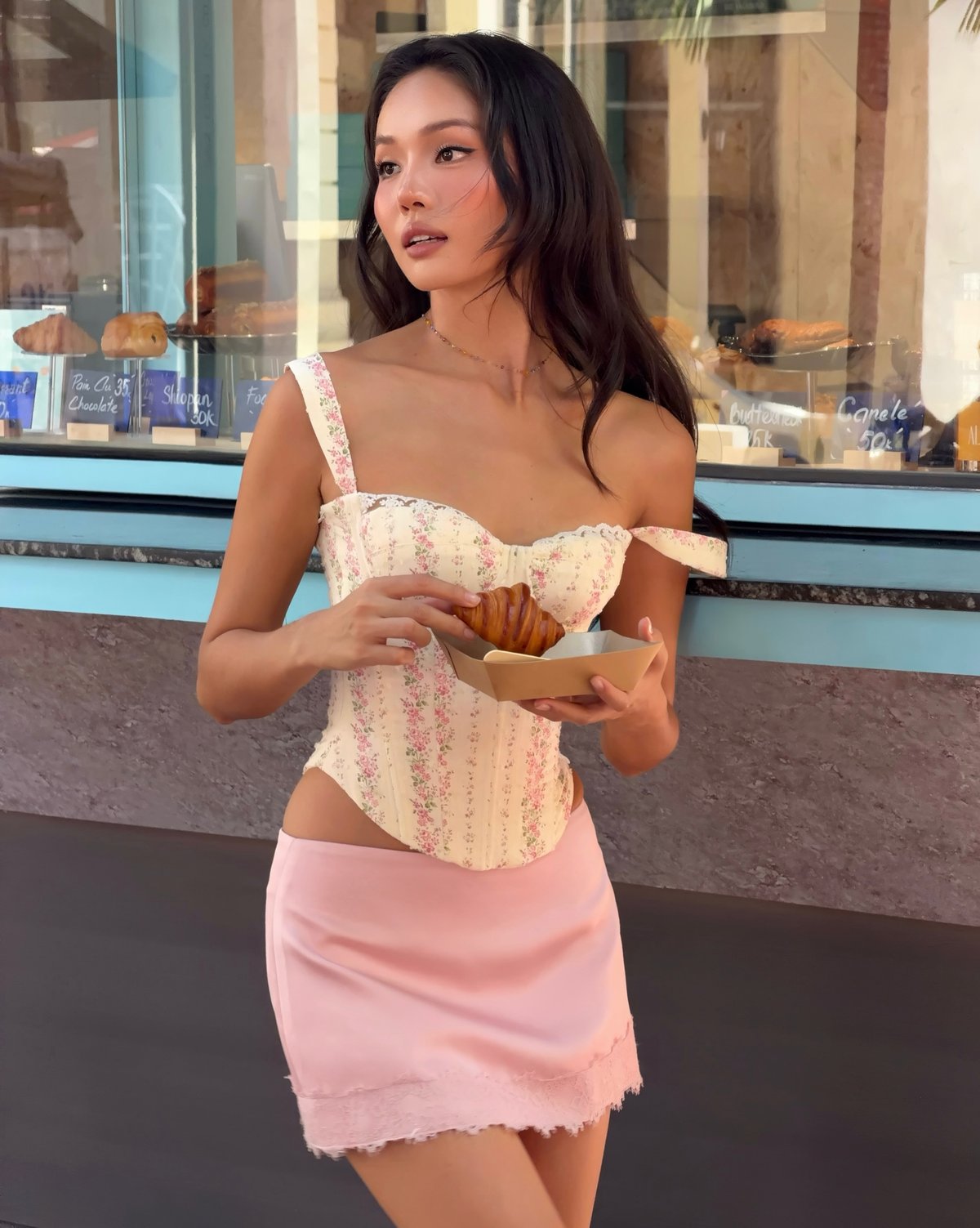 JUBIN LULABBLY 碎花蕾絲甜美束身衣 corset