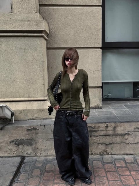 Hades Faux Leather Coated Wide Leg Jeans