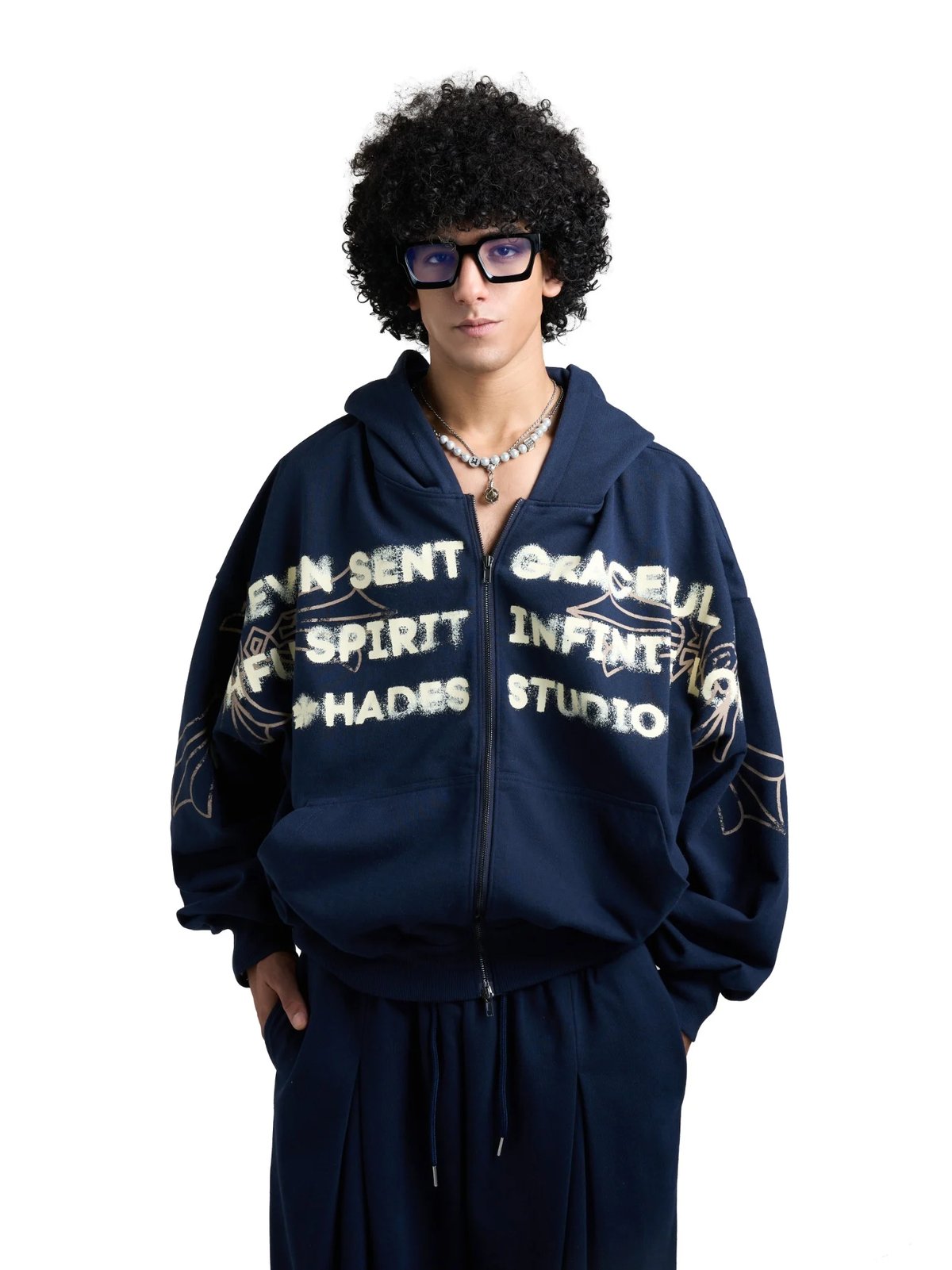 HADES HEAVENS CALL Zip-up Hoodie - Blue Navy