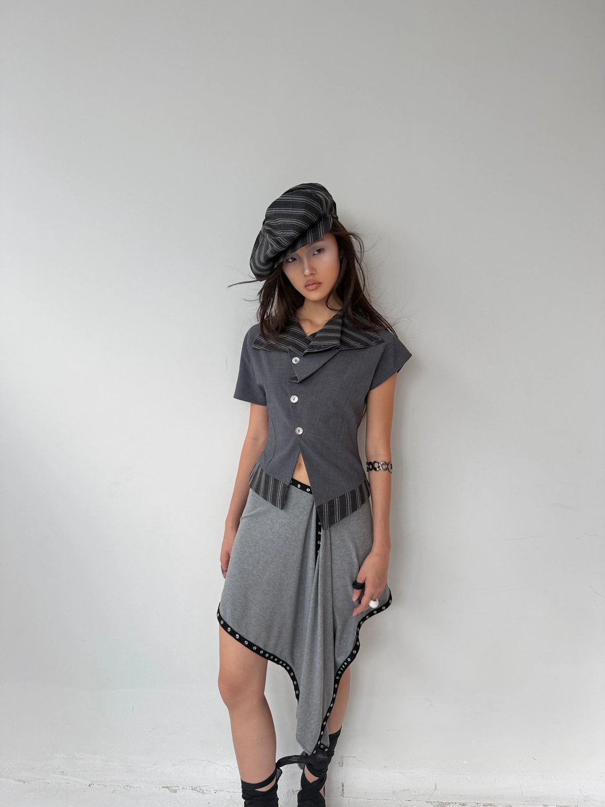 into.eight CIVIC TOP Asymmetric Collar Structured Top