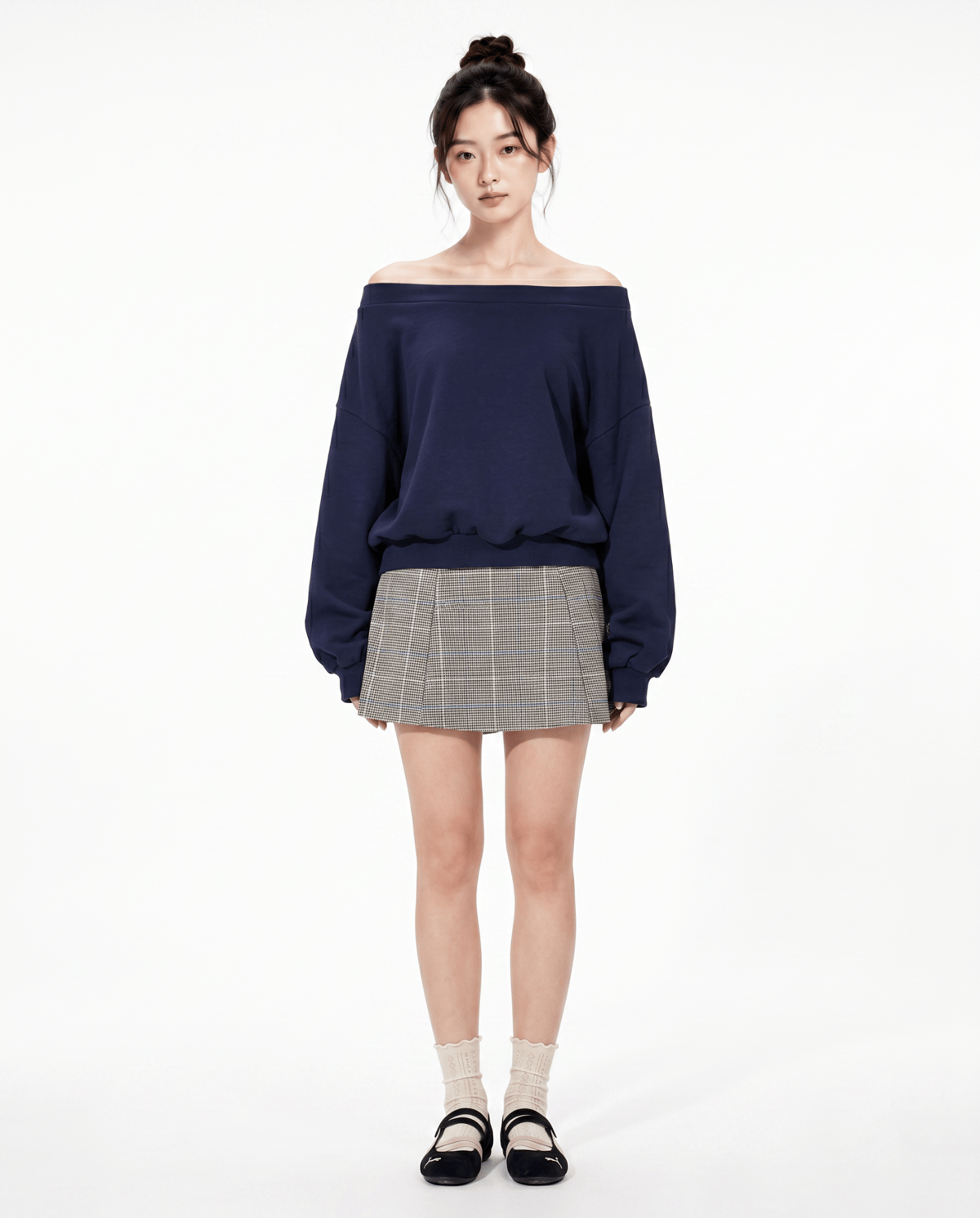 DOTTIE Check Mini Skirt - Grey
