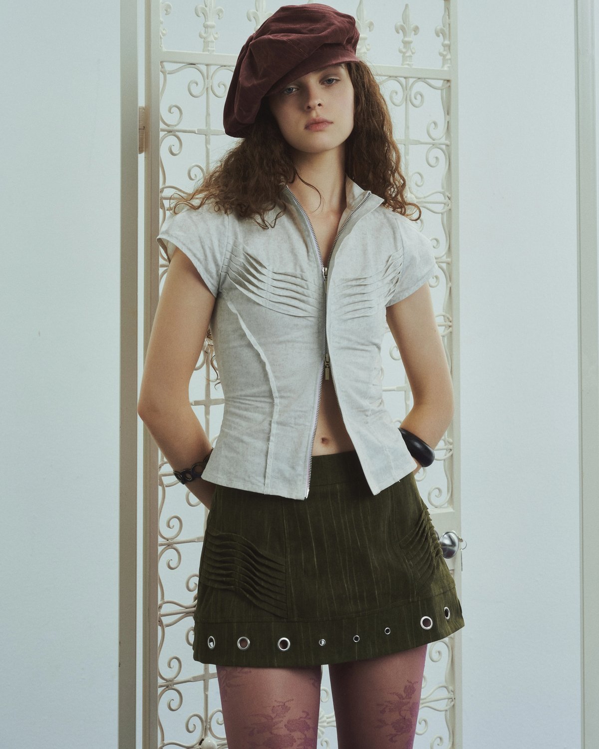 into.eight MURAL Striped A-Line Mini Skirt