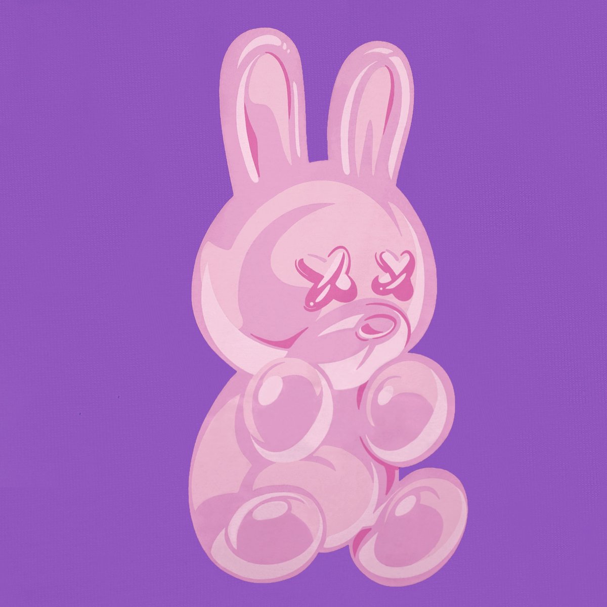 BAD RABBIT 紫色軟糖兔子圖案寬鬆 T-shirt
