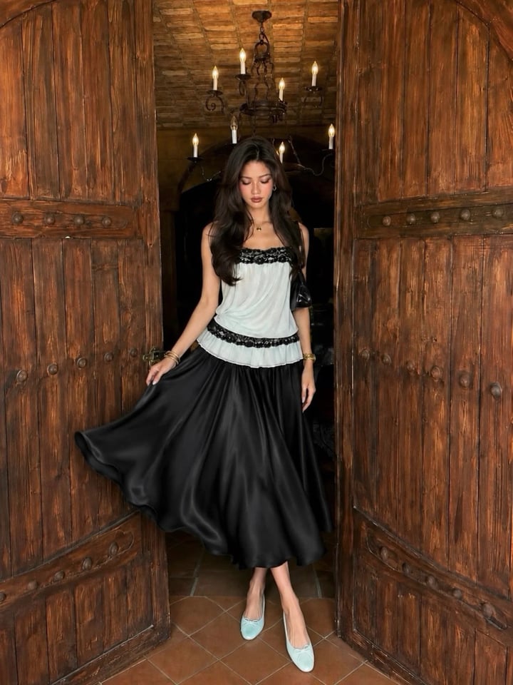 Sugar Crush Rechic Silk A-Line Maxi Skirt 絲綢 A 字長裙