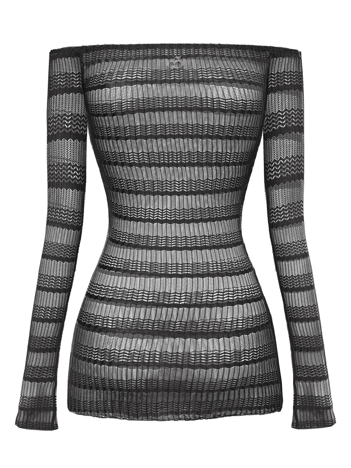 SISTERS Talitha Off-Shoulder Sheer Bodycon Mini Dress - Black