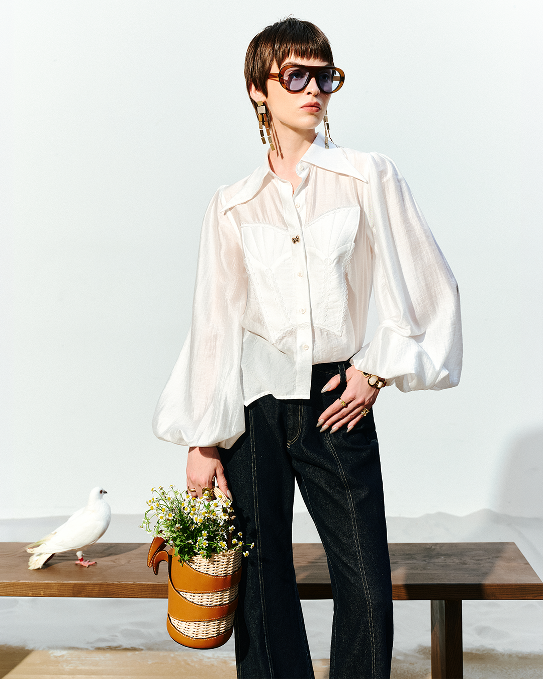 DEAR JOSÉ Falling for You Organza Blouse - White
