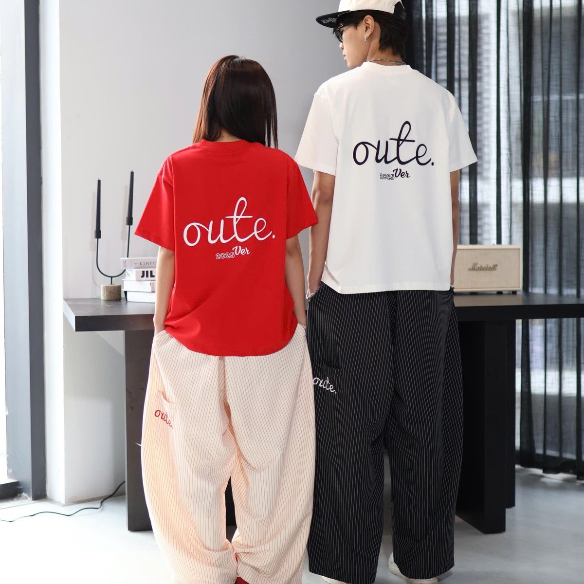 OUTERITY Striped Wide Leg Long Pants