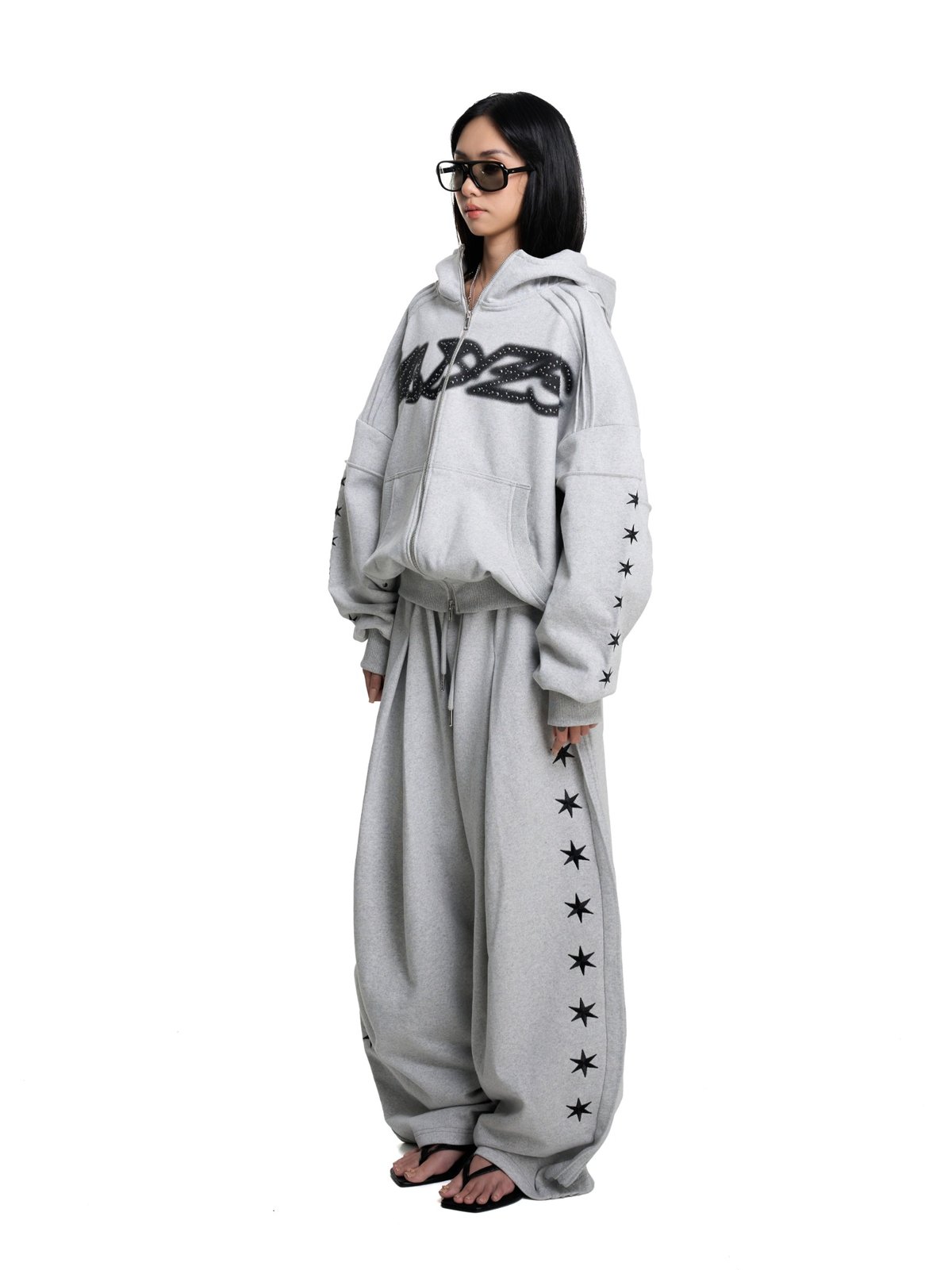 HADES VOID DRIFTER Star Embroidered Wide Leg Sweatpants