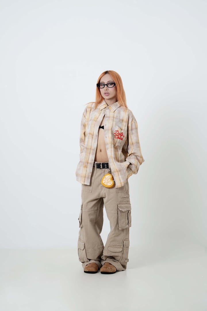 DIRTYCOINS Flannel Rope Script Embroidery Jacket