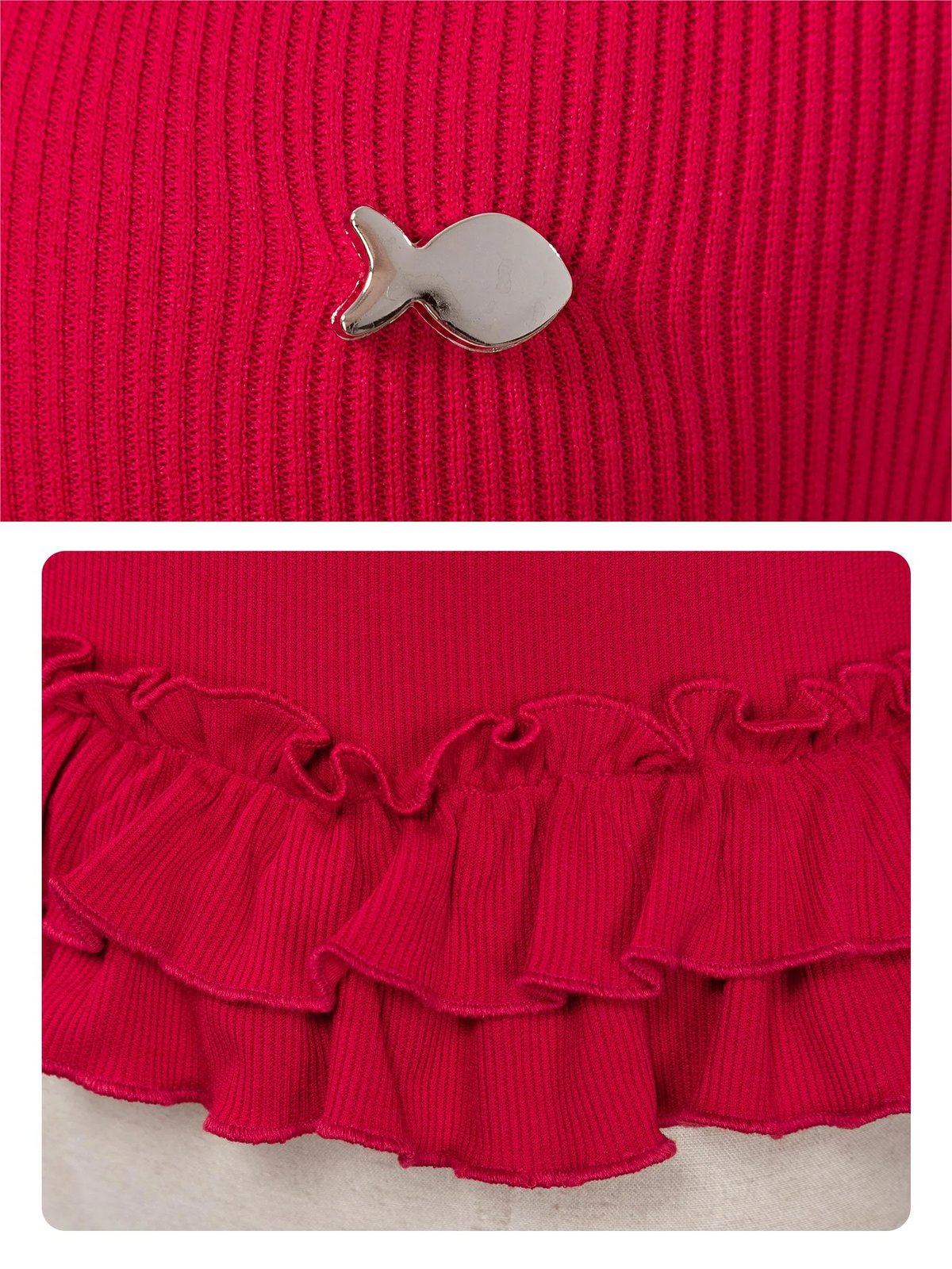 DKMV Rose Tie-Shoulder Ruffle Top