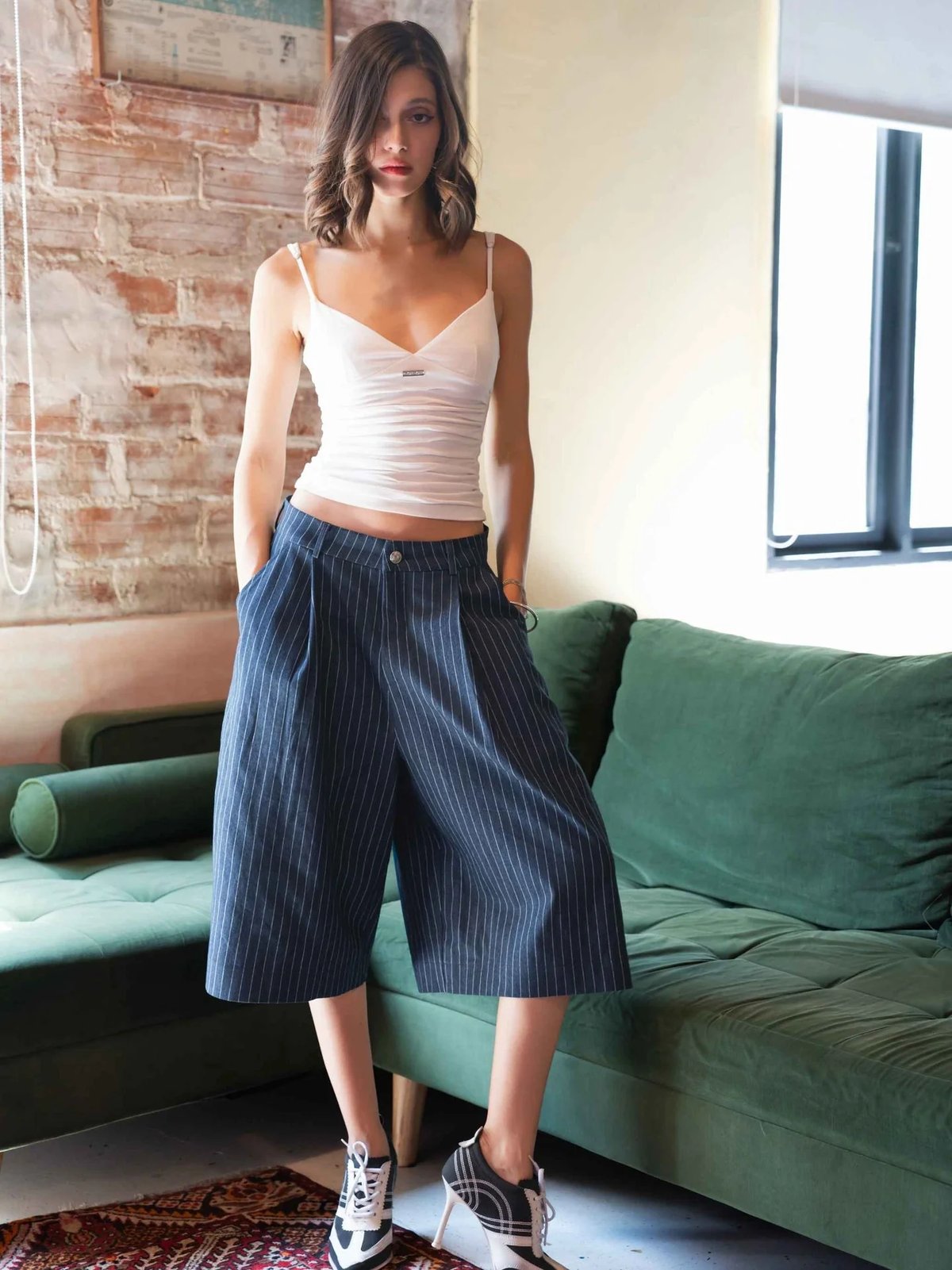 PUSH PUSH Pinstripe Denim Jorts