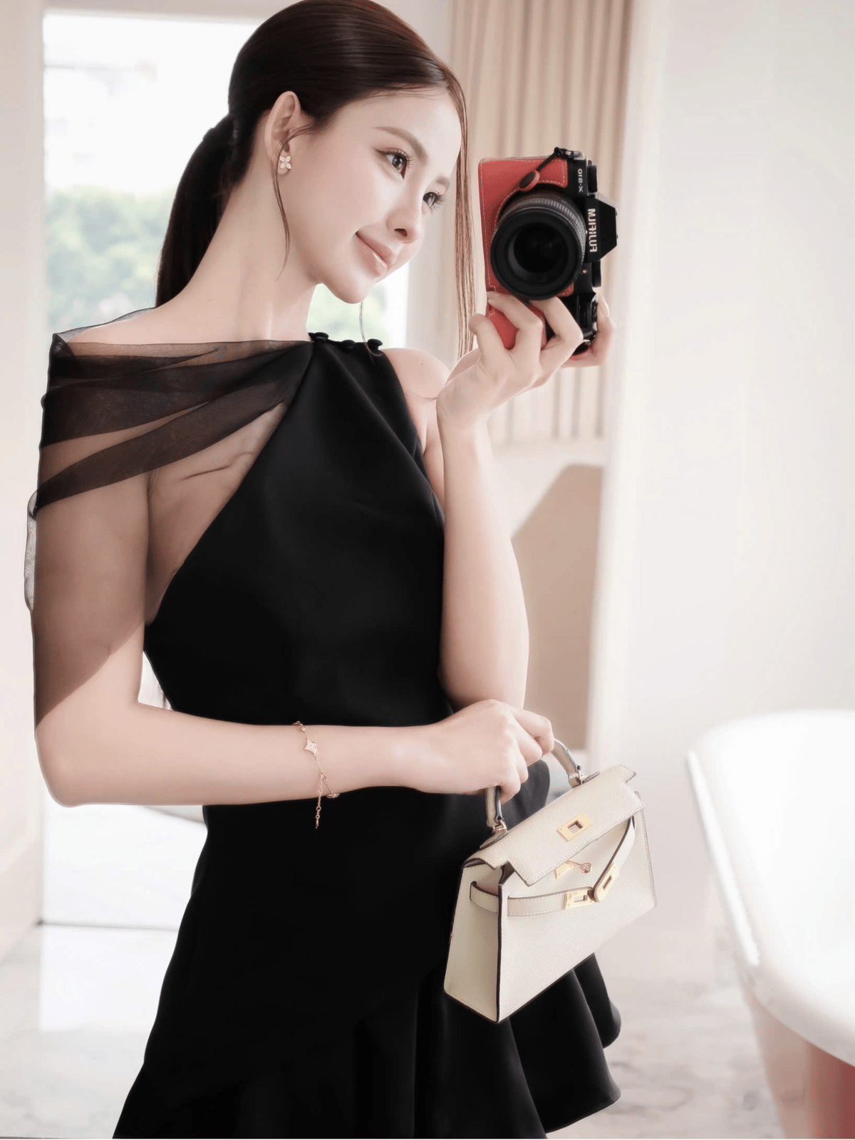 Tran Ali One-Shoulder Top and Flared Skirt Set