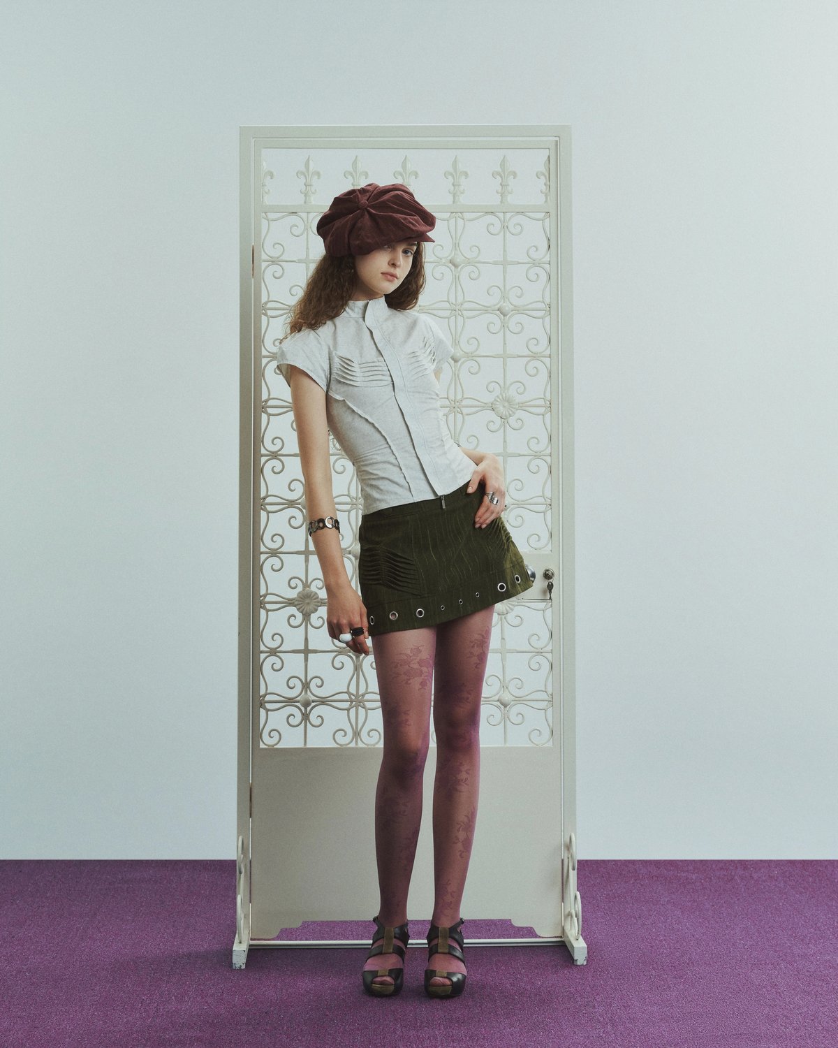 into.eight MURAL Striped A-Line Mini Skirt