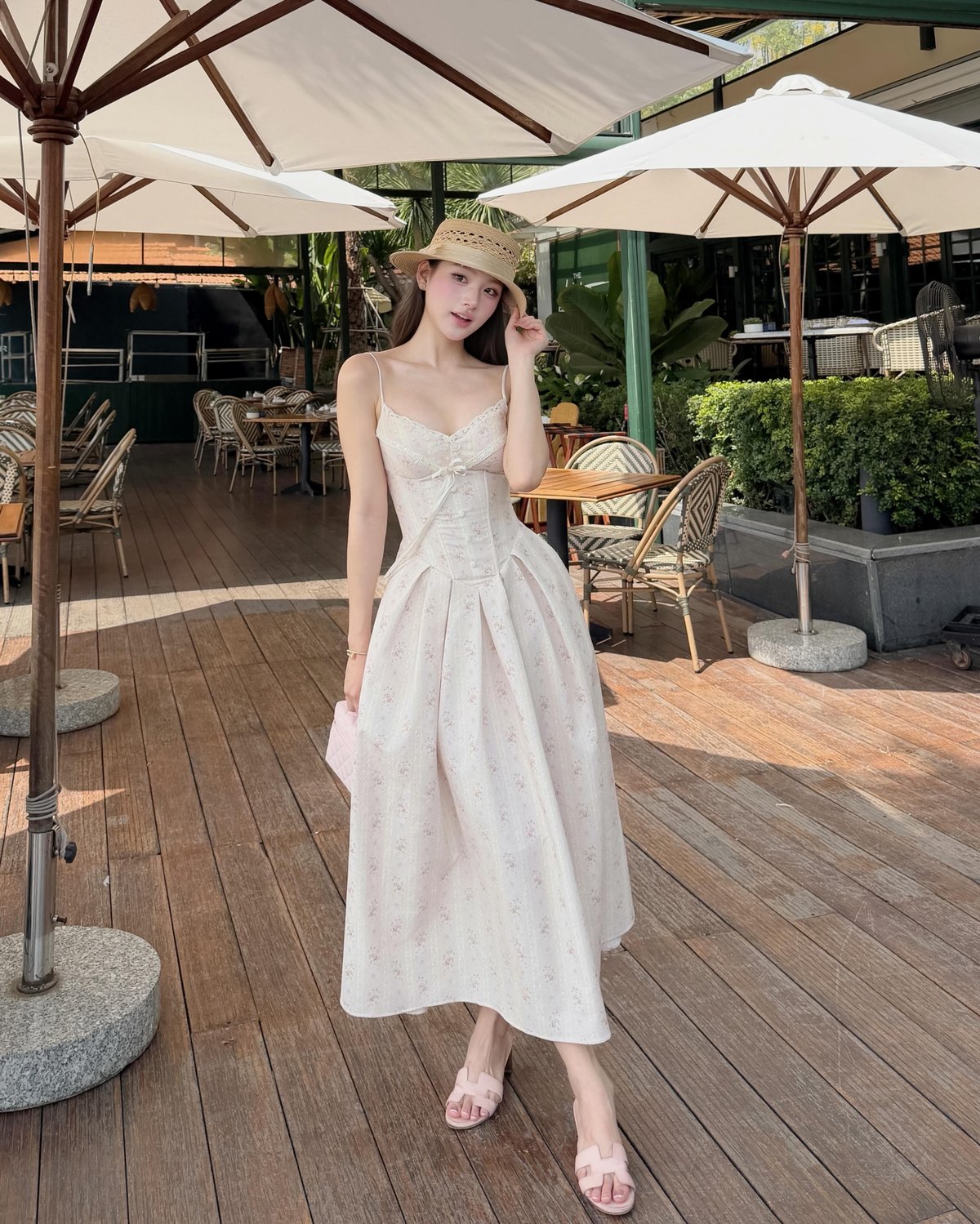 KATERINA DRESS JUBIN Floral Spaghetti Strap A-Line Dress