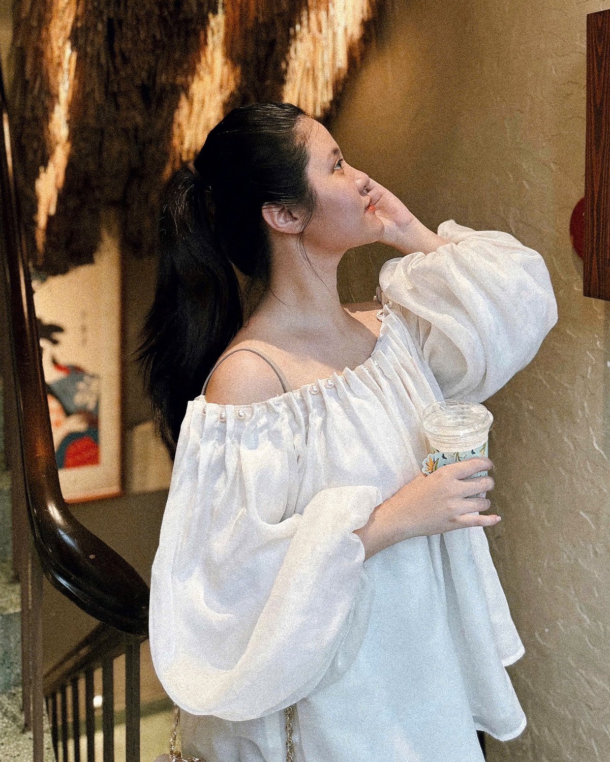 DARLING.ISM Kaia Pearl Embellished Silk Off-shoulder Blouse 女裝襯衫