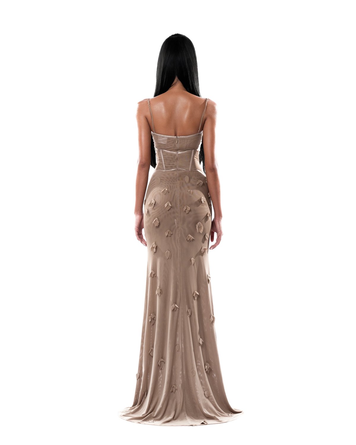 HUELLEYROSE Isla Corsetry Maxi Dress - Brown