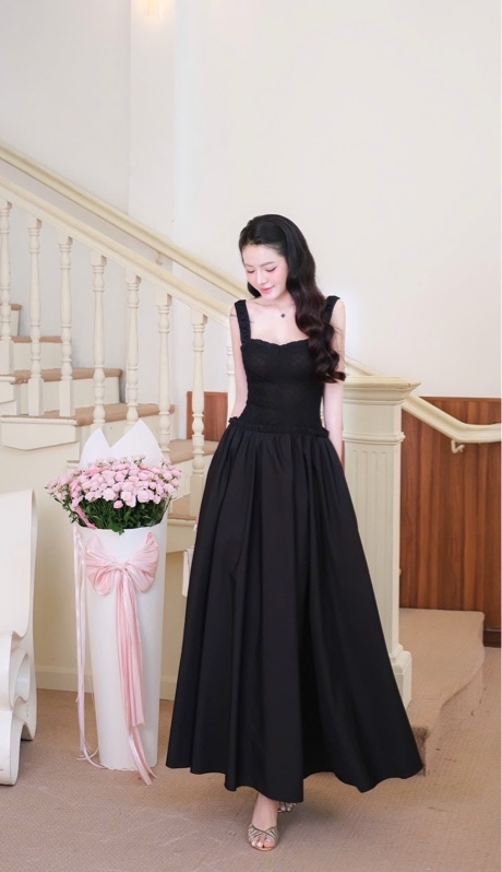 THAOBIBI Kate Fabric Patchwork Maxi Dress