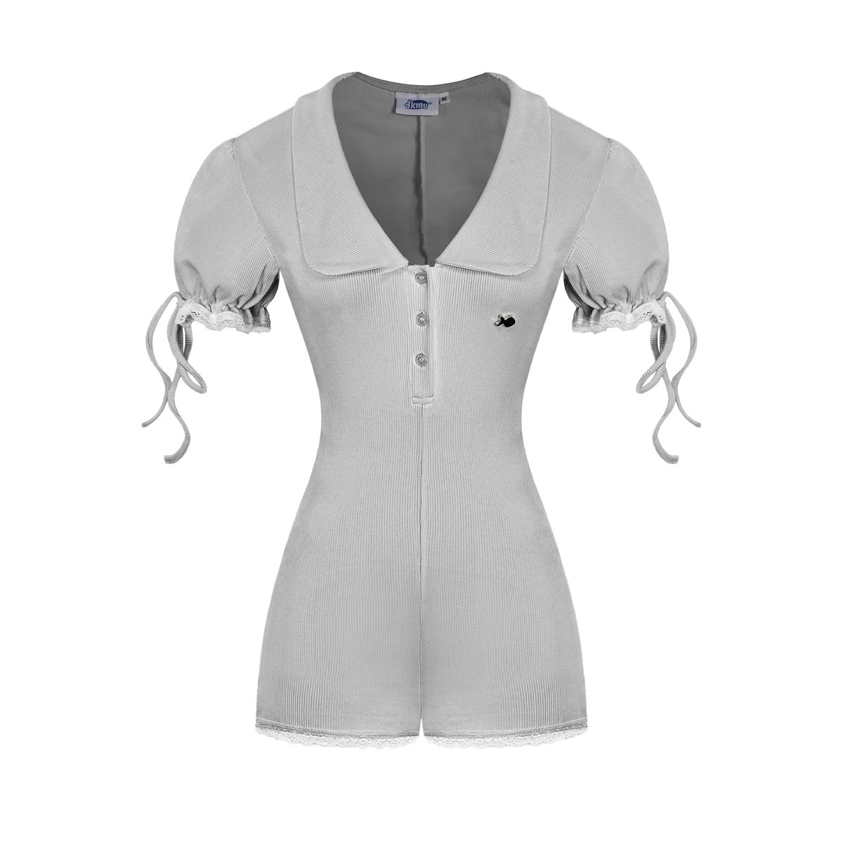 DKMV Se Na Lace Trim Puff Sleeve Jumpsuit