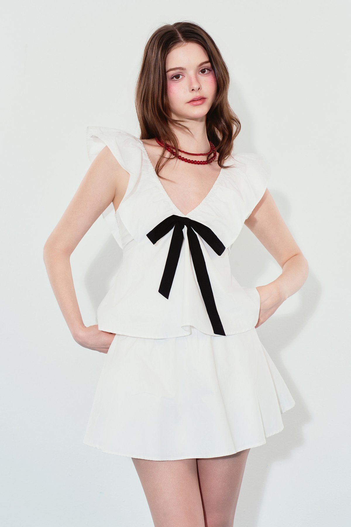 DOTTIE White Bubble Skort Q0420