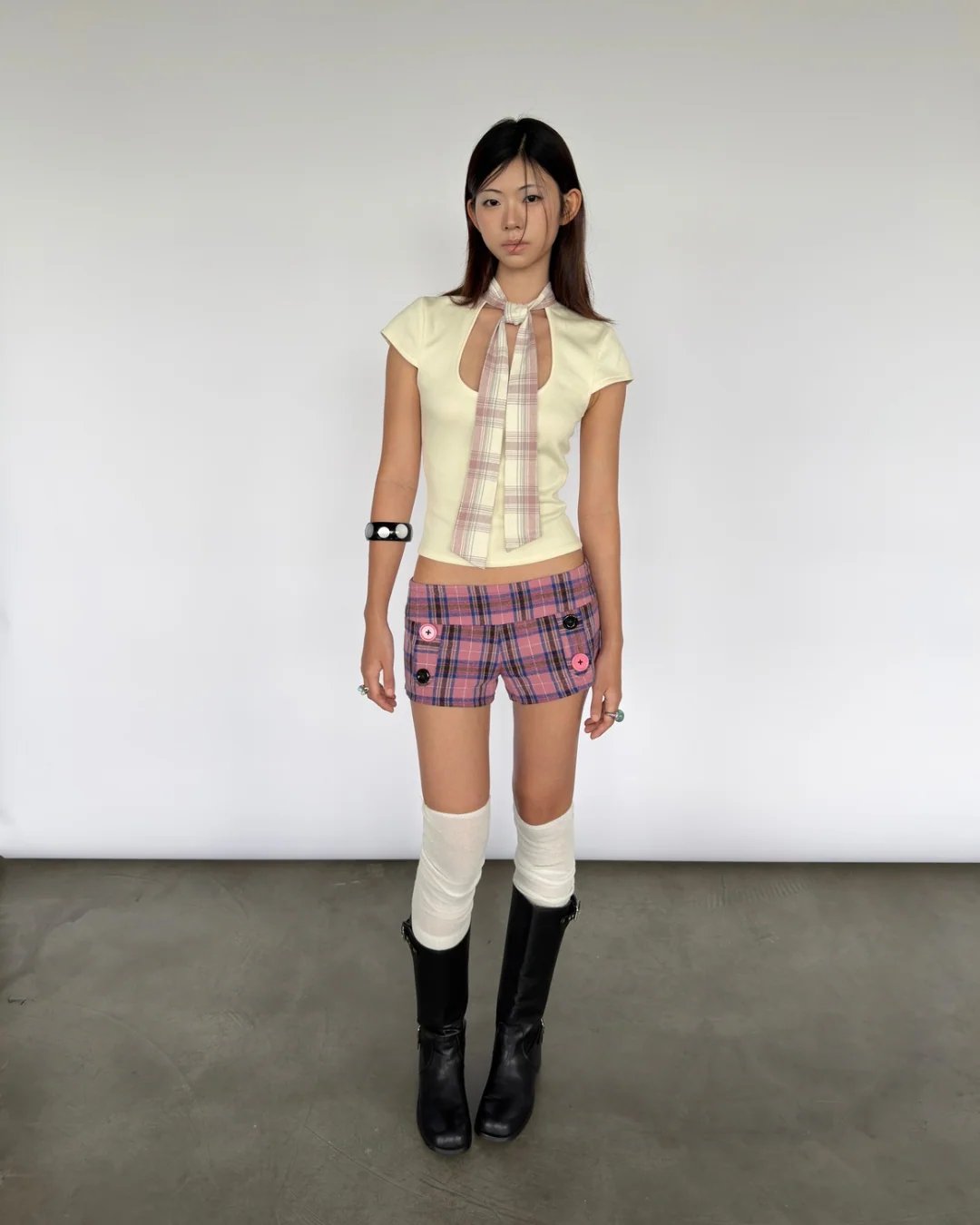 BARBIE 格紋低腰超短褲
