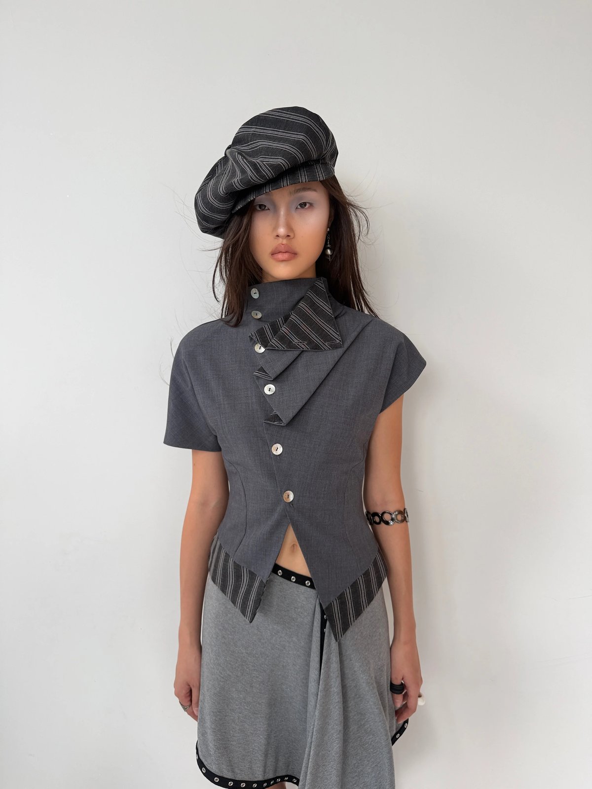 into.eight CIVIC TOP Asymmetric Collar Structured Top