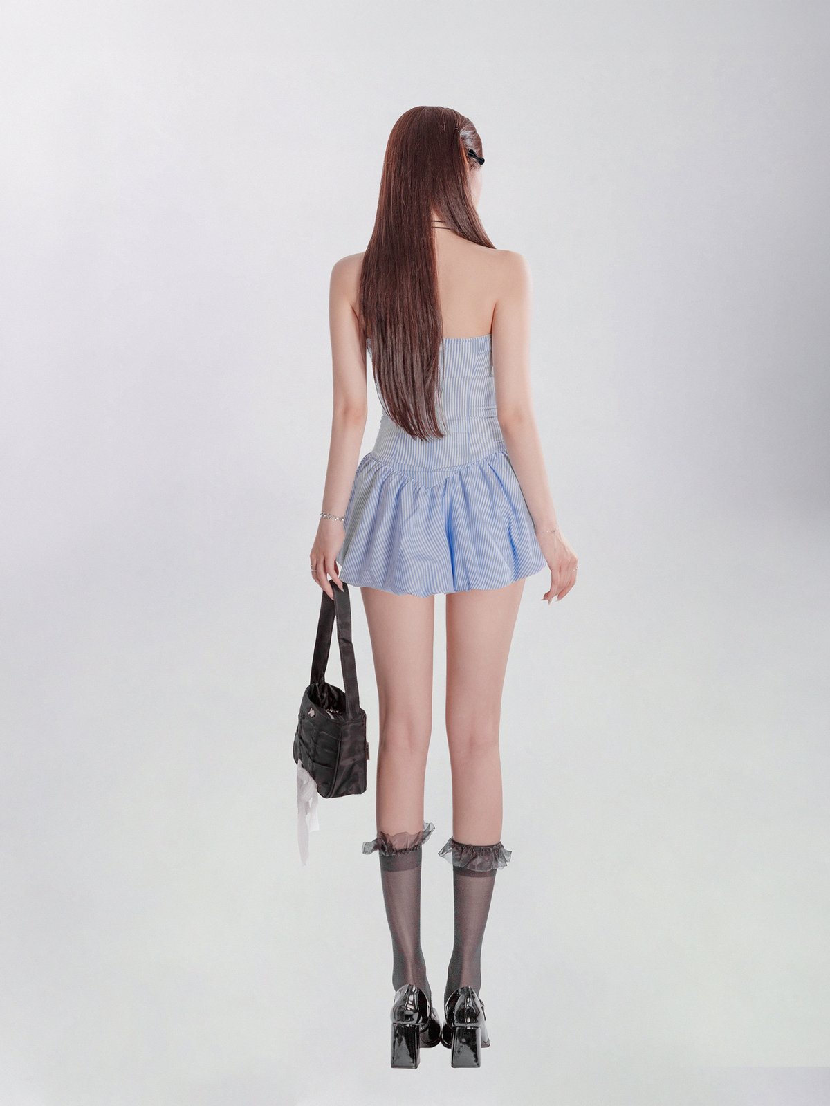 DKMV Mia Striped Strapless Puff Dress