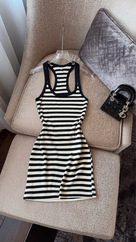 THAOBIBI Striped Halter Mini Dress