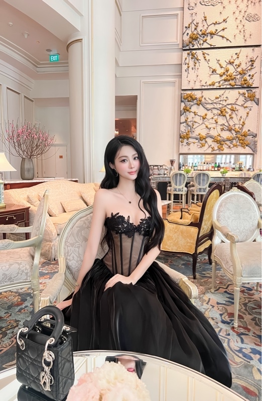 THAOBIBI Embroidered Floral Corset Maxi Dress