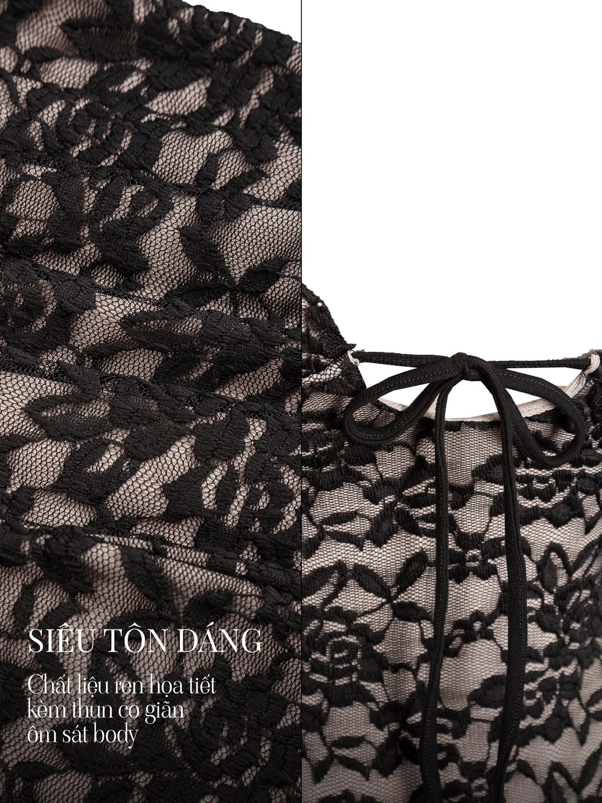 SISTERS Freya Lace Spaghetti Strap Bodycon Dress - Dark Brown